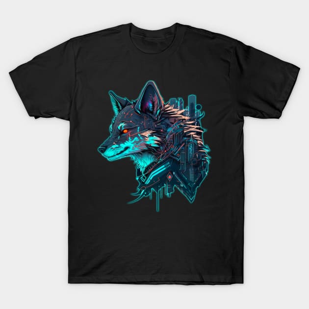 Wolf Cybernétique T-Shirt by AstrAI